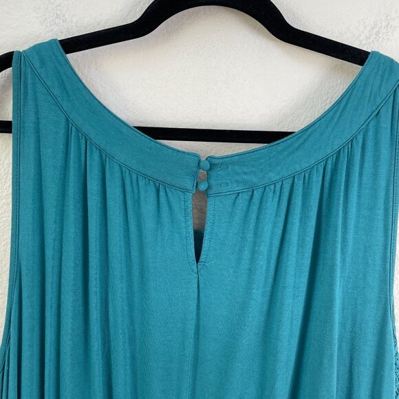 Catherines Womens Plus 3XWP Teal Sleeveless Crochet Maxi Dress Drawstring Waist - Picture 9 of 9